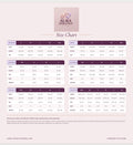 Size chart uniforms and practice wear INFORMATION ONLY